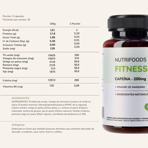 Fitness | Cafeína 200mg + Vinagre de Manzana