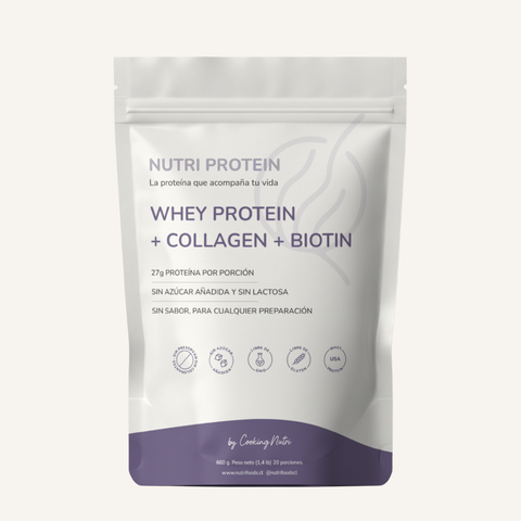 Nutri Protein+ Whey Refill 660g Doypack | Colágeno y Biotina Sin Sabor