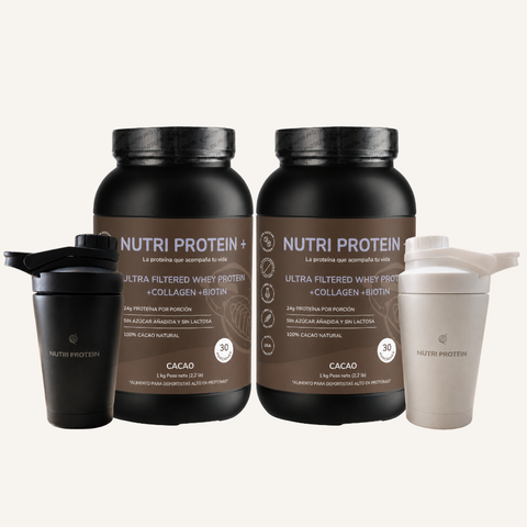 Nutri Protein+ Cacao x2 + Shaker Térmico Acero 500ml