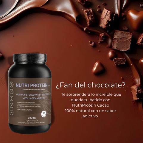 NutriProtein+ Whey Cacao con Colágeno y Biotina 1kg