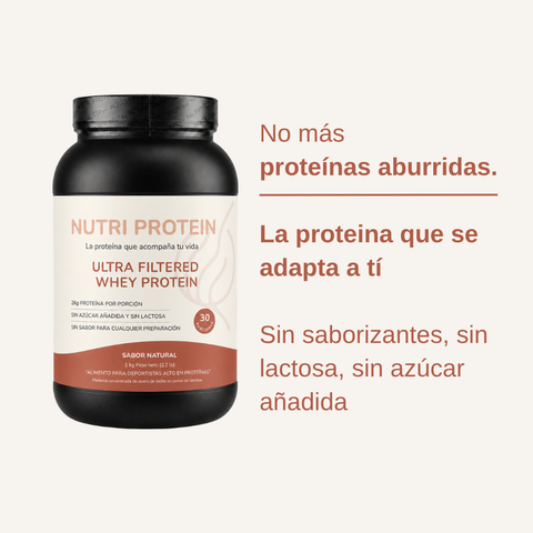 NutriProtein Proteina Whey Sin Sabor y Sin Lactosa 1kg
