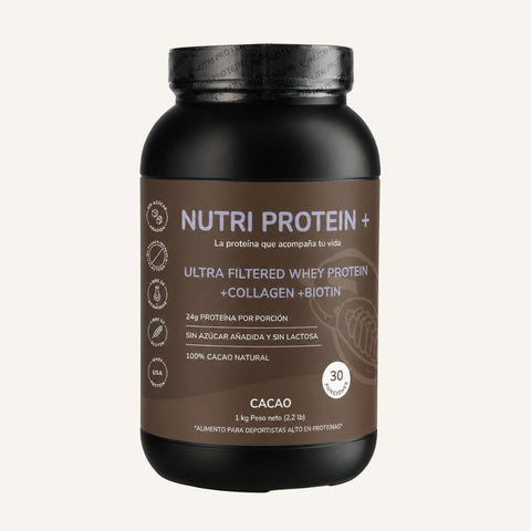 NutriProtein+ Whey Cacao con Colágeno y Biotina 1kg